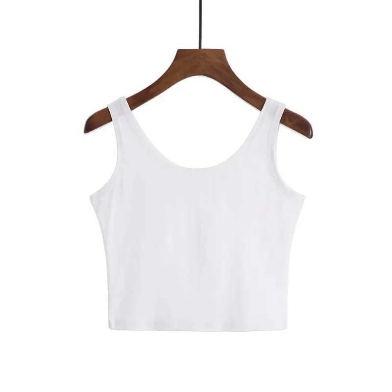 2024 Fashion Women Solid Color Suspender Camisole Tank Top for Womens Short Yoga Sports Crop Top Sveless Sexy Slim Fit TopsXJ250212