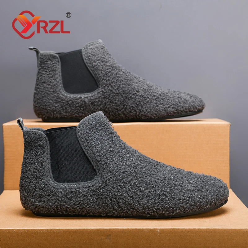 YRZL Winter Warm Cotton Shoes Men Indoor Home Slipper Thin Bottom Plush Cotton Man Casual Shoes Soft Sole Anti-slip Slippers Man 250207