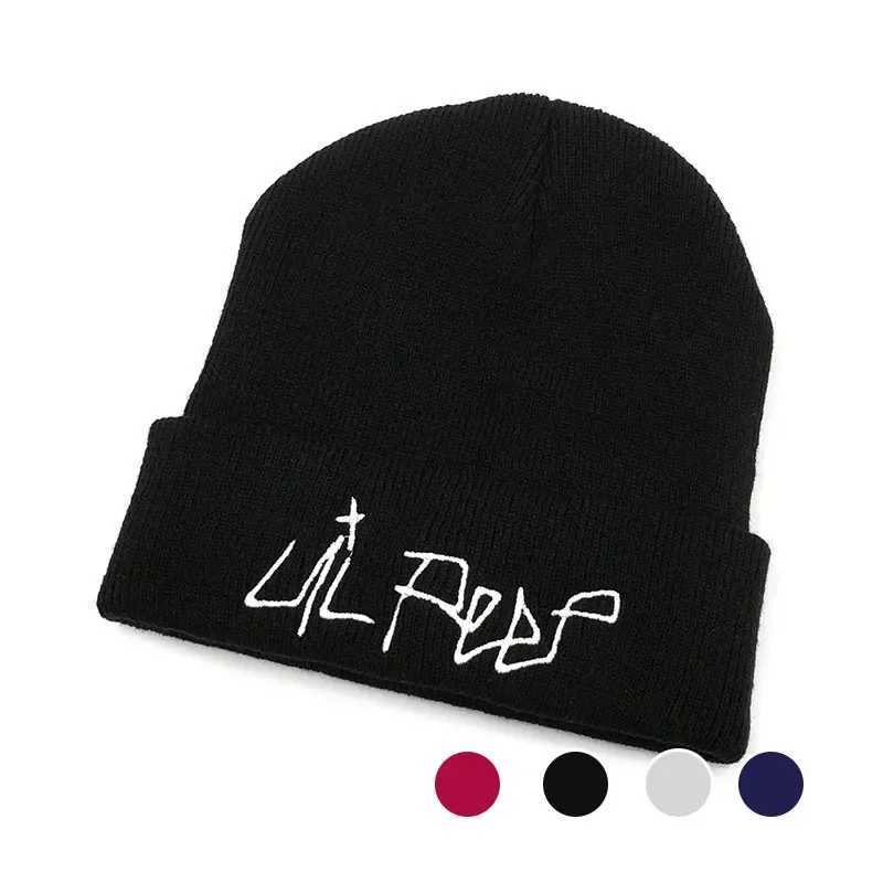 Casual Lil Peep Beanies Embroidery Warm Soft Knitted Hat Hip-Hop Bonnet Unisex X250212