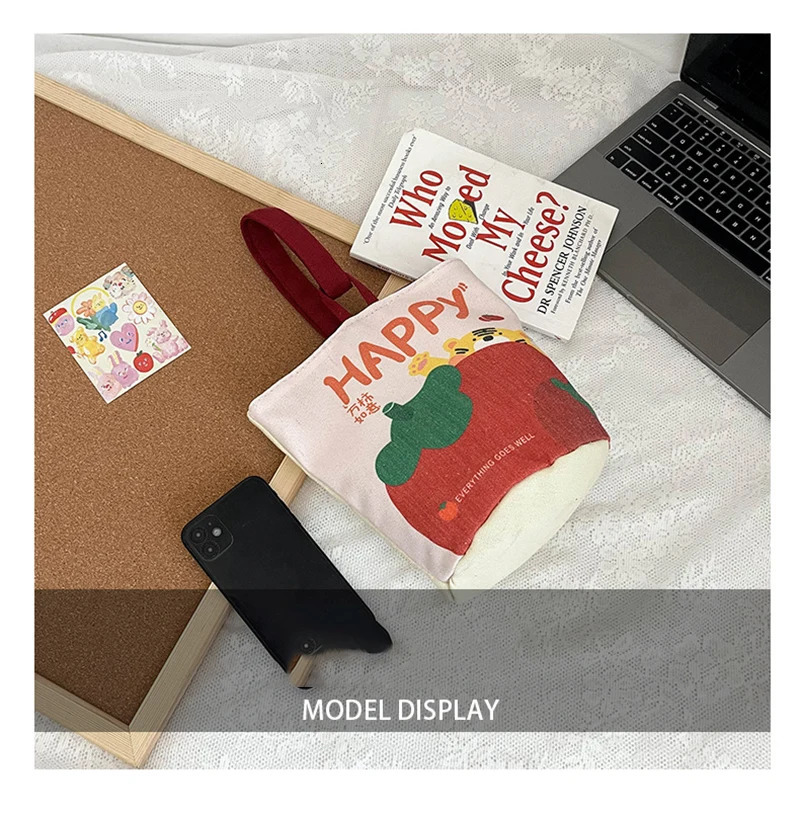 Oil Painting Tote Bag Japanese Cute Printing Shoulder Bag Outdoor Portable Handbag Cartoon Student Canvas Bag Shopping Bag 250207