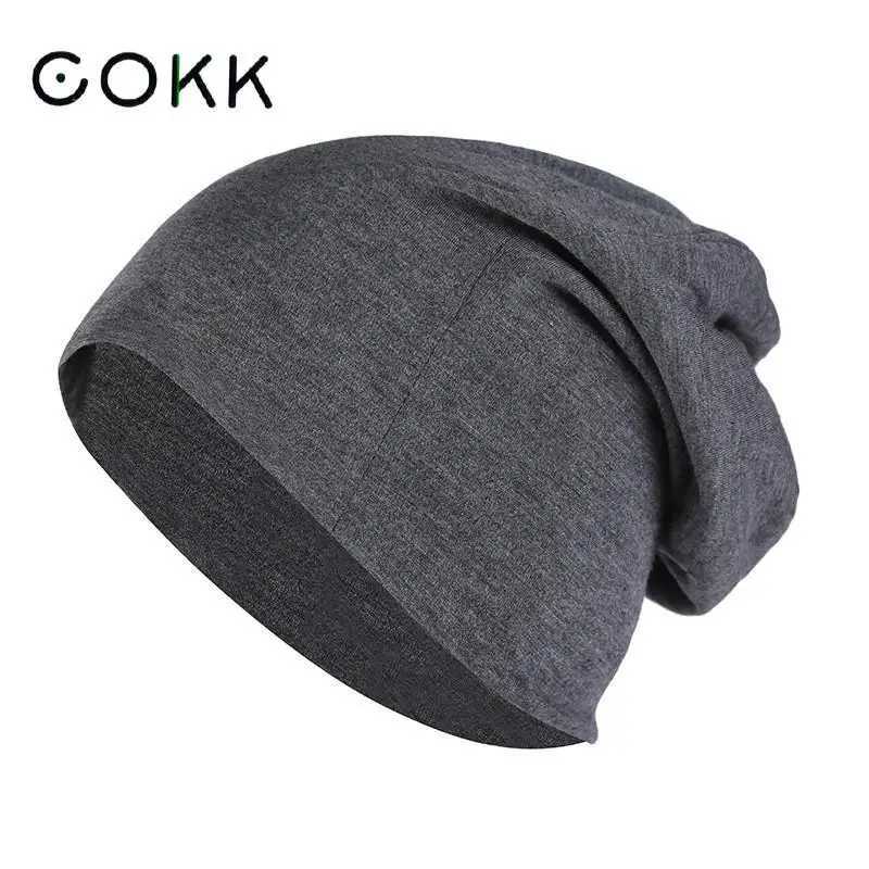 COKK Beanies for Men unisex summer autumn hat Wen Thin Beanie hip-hop hat knitted hat Fem M bone soft black X250212