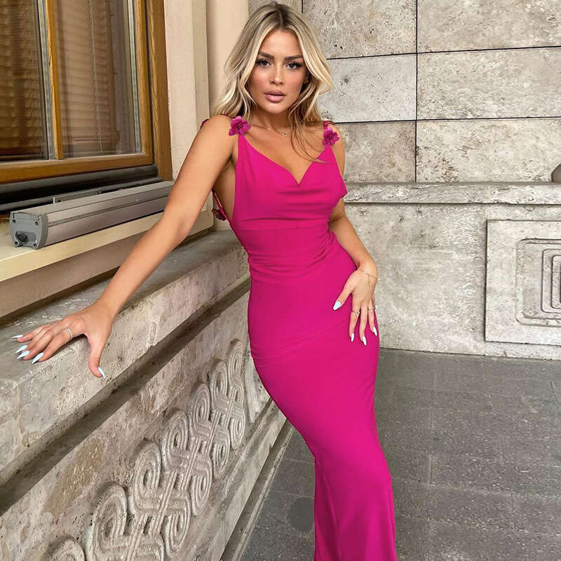 Women's autumn product fashionable and sexy backless slim fitting suspender dress manufacturer wholesale 2025 temperament versatile new trend clo