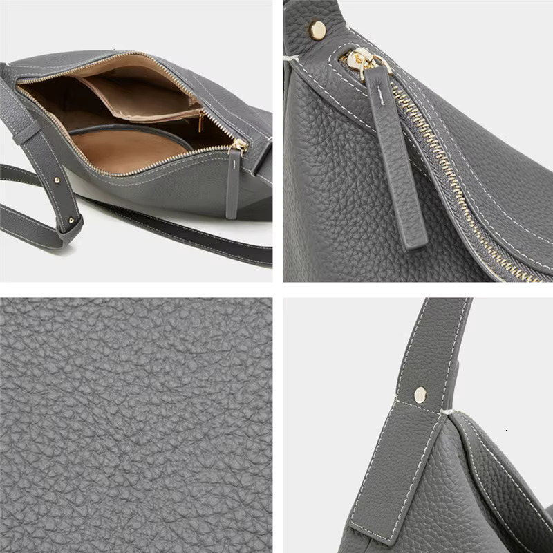 Toptrends 100% Genuine Leather Hobo Shoulder Bags For Women 2024 Designer Simple Large Capacity Messenger Ladies Handbags
