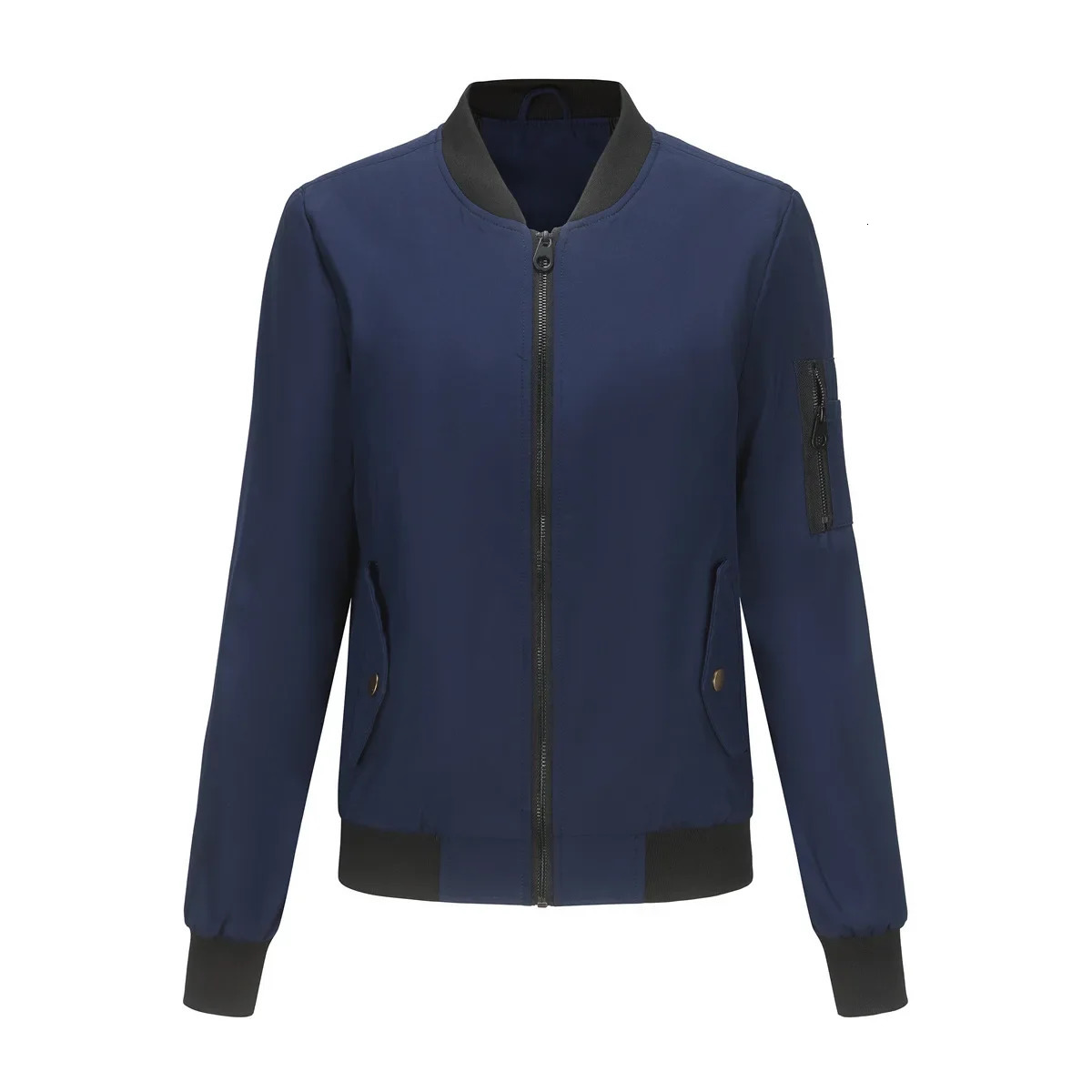 Fashion Bomber Jacket Women Long Sleeved Top Vintage Varsity Jacket Baseball Uniform Round Neck Woman Clothing Coats Black Body 250212