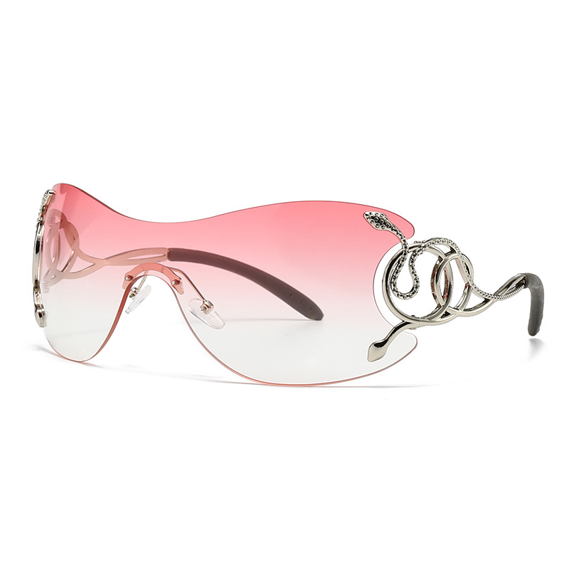 Europe and the United States fashion spirit snake frameless women's sunglasses designer senior sense sunshade street photography trend cross-bord