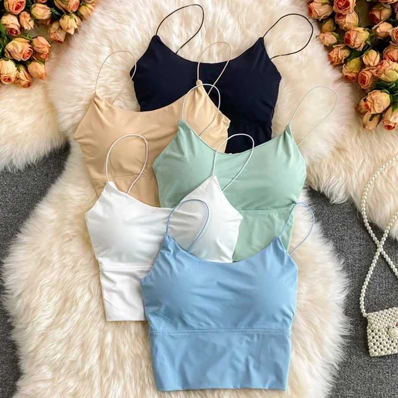 Women Summer Vest Tops Sveless Cotton Bustier with Pads Soft Elastic Wear-resistant Vest Crop Top Seamless Bralette TeesXJ250212