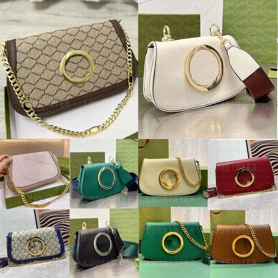 Blondie shoulder bag real leather cross body canvas strap leather trim Cotton linen lining Round Interlocking designerluxury bag03bR#