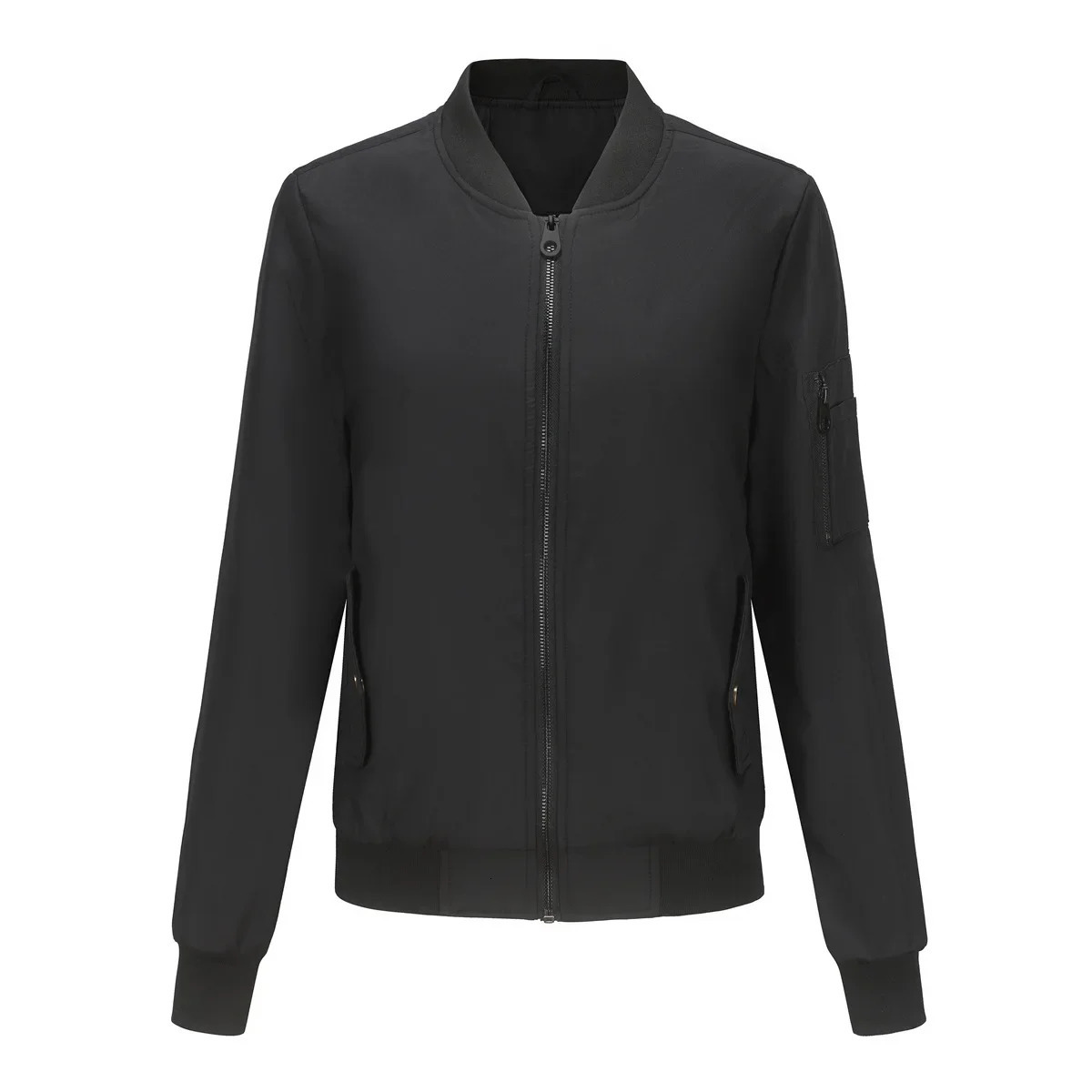 Fashion Bomber Jacket Women Long Sleeved Top Vintage Varsity Jacket Baseball Uniform Round Neck Woman Clothing Coats Black Body 250212
