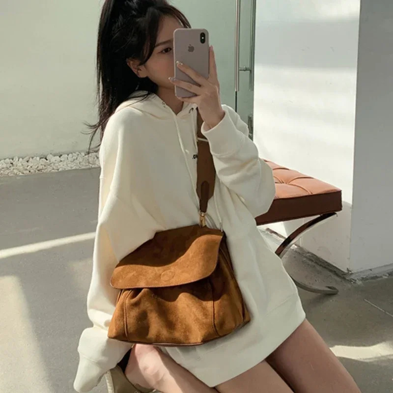 Winter Fashion Shoulder Bags for Women Retro Pu Leather Flap Crossbody Bag Lady Messenger Handbag Clutch Purse 250207
