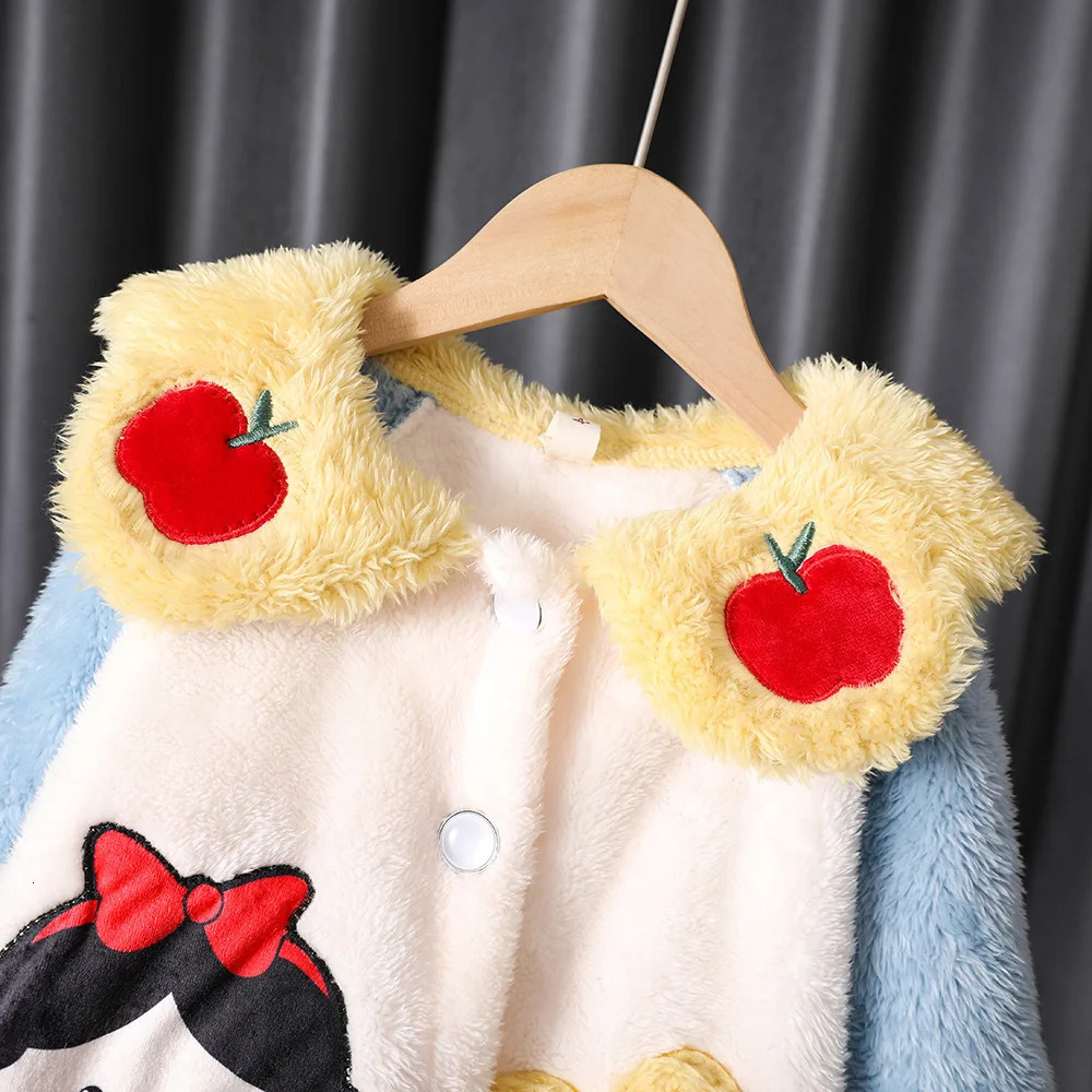 2024 Autumn Winter Kids Girls 2PCS Sleepwear Set Coral Velvet Cartoon Long Sleeve Coat Pants Sleepsuit Children Girls Pajamas 250211bj
