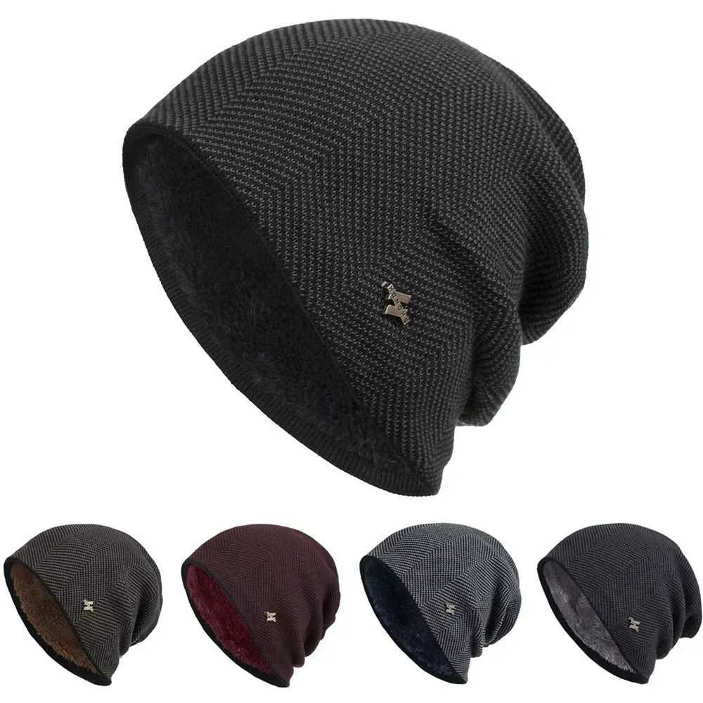 2024 Thick HONGHE Beanies for Wen Men Casual Knit Skl Cap Soft Stretch Cable Knitted Hat Outdoor Fashion Warm Stocking Hats X250212