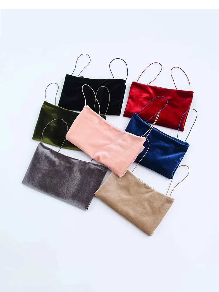 Fashion Sexy Spaghetti Straps Tank Top Velvet Short Crop Top 7 Colors Sexy Boob Tube Top Bustier Brief Vest T-shirts TeeXJ250212