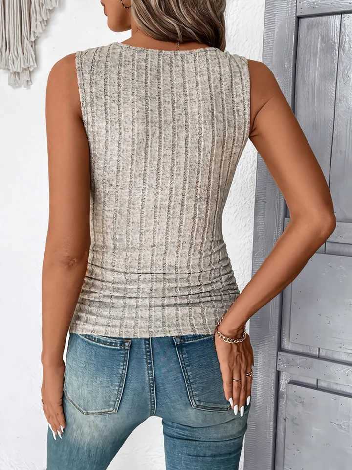 New 2024 Womens Sexy Solid Color Slim Fit Tank Top Square collar Breathable and Comfortable for Summer Fashion Womens ClothingXJ250212