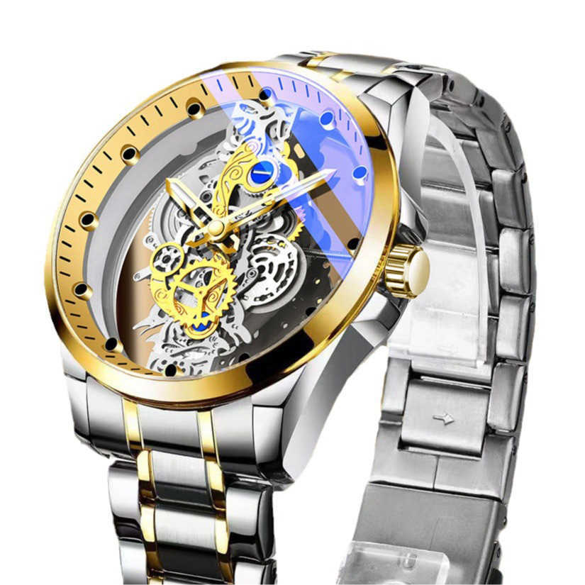 Double sided transparent hollow full-automatic mechanical watch mens watch mens waterproof luminous quartz watch Tiktok new style W250212