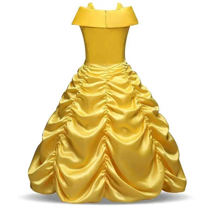 Girl Belle Dress Beau and The Beast Cosplay Costume Kids Yellow Puffy Dress Easter Carnival Par Children Halloween CostumeXJ250117