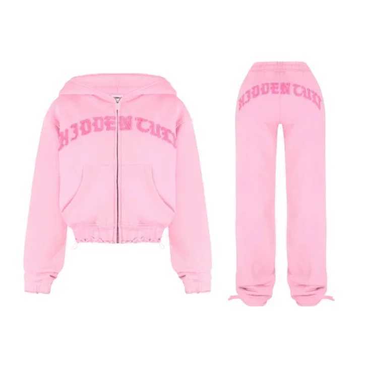 Womens Y2k Aesthetic Zipper Letter splicing Hoodie Sweatshirt Long Sleeve Harajuku Punk Vintage Sexy and cute Outwear Hoodie set X250212