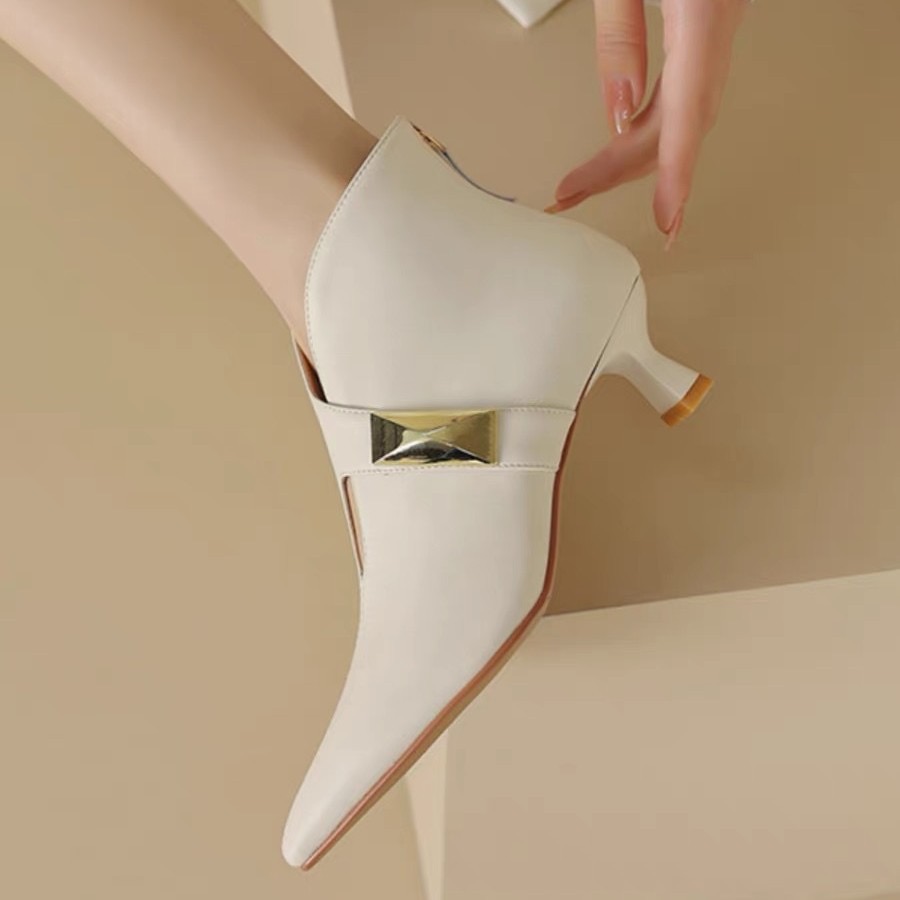 2025 new Autumn Pointed Toe Women Ankle Modern Ladies Shoes Flat with Leather Boots 8d42