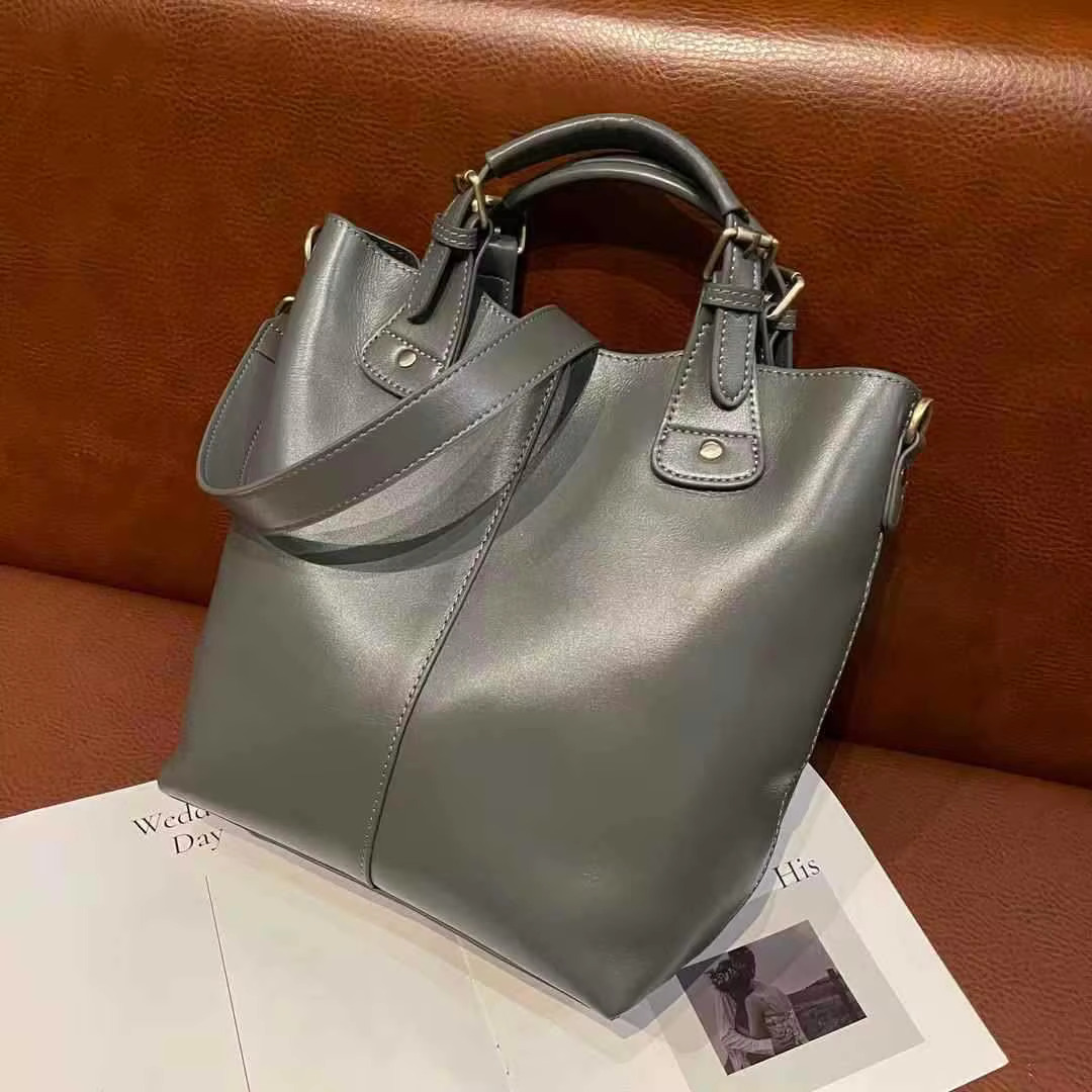 Oilwax Genuine Tote Bag Woman Vintage Real Cow Leather Handbag Fashion Ladies Shoulder Or Messenger Bags
