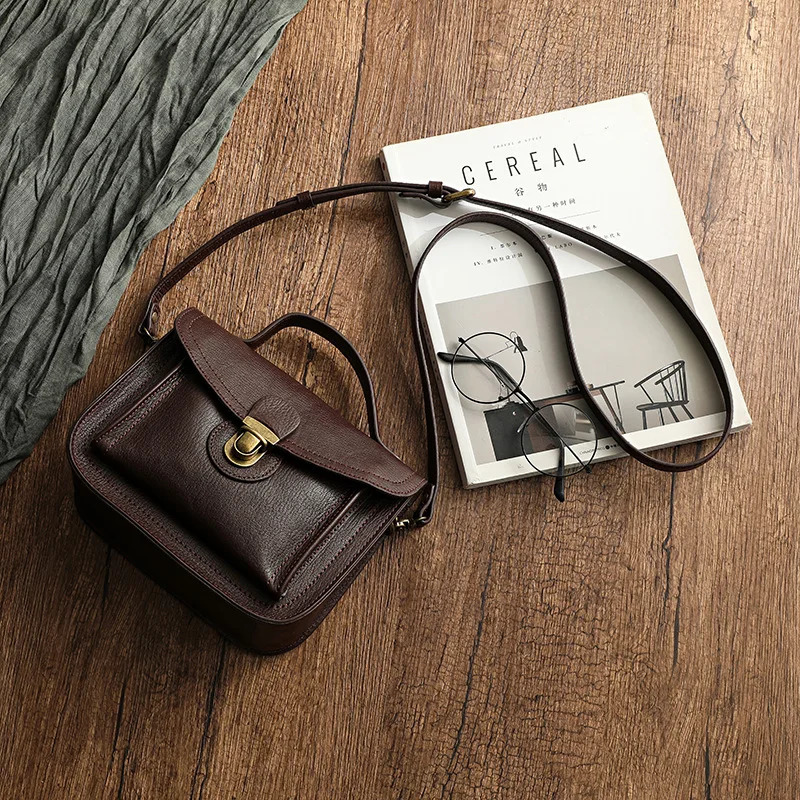 Style Full Grain Leather Messenger bag For Woman Lady Handbags Outdoor Shoulder Bag Anti Theft Female Soft Cowskin 250207