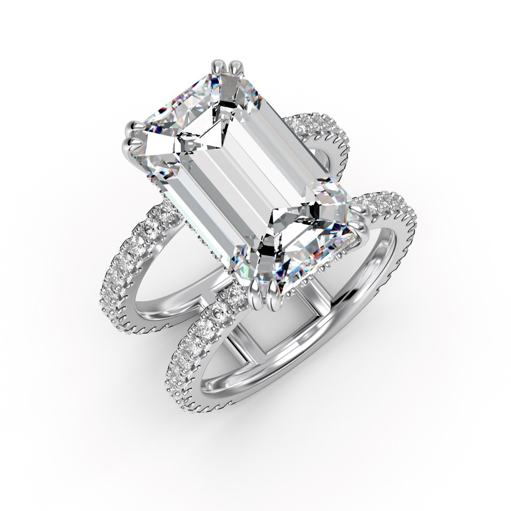 2025 Ins Top Sell Wedding Rings Luxury Jewelry 100% Real 925 Sterling Silver Gold Fill Emerald Cut White Moissanite Diamond Party Women Bridal Ring Gi