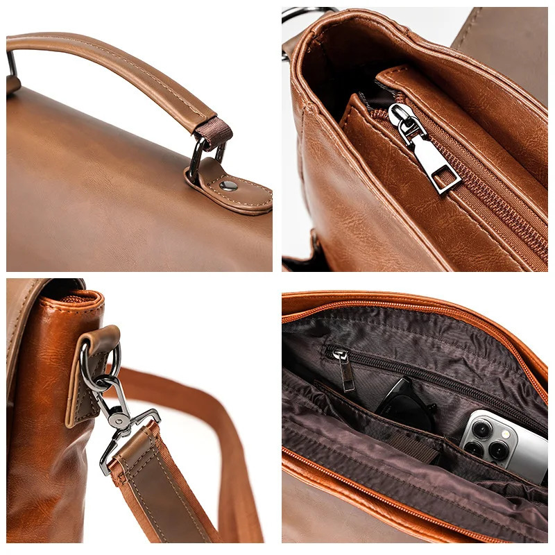 Vintage Messenger Bag Men Handbag Fashion Business Briefcase Mens Messenger Bags Large Capacity Laptop Crossody Bag Satchels 250207