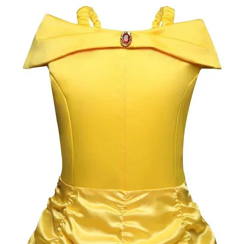 Girl Belle Dress Beau and The Beast Cosplay Costume Kids Yellow Puffy Dress Easter Carnival Par Children Halloween CostumeXJ250117