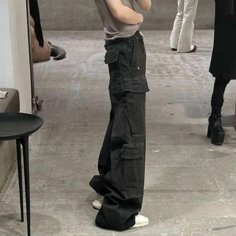PFNW High Street Drawstring Zipper Sliced Wide Leg Cargo Pants Msns Casual Loose Straight Trousers Loose Denim Pants 28W5963 250211
