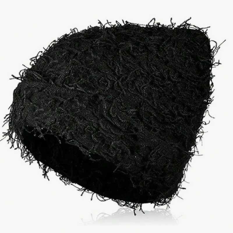 Distressed Beanie Winter Warm Ski Knit Hats For Wen Men Fuzzy Y2k Beanies Street X250212