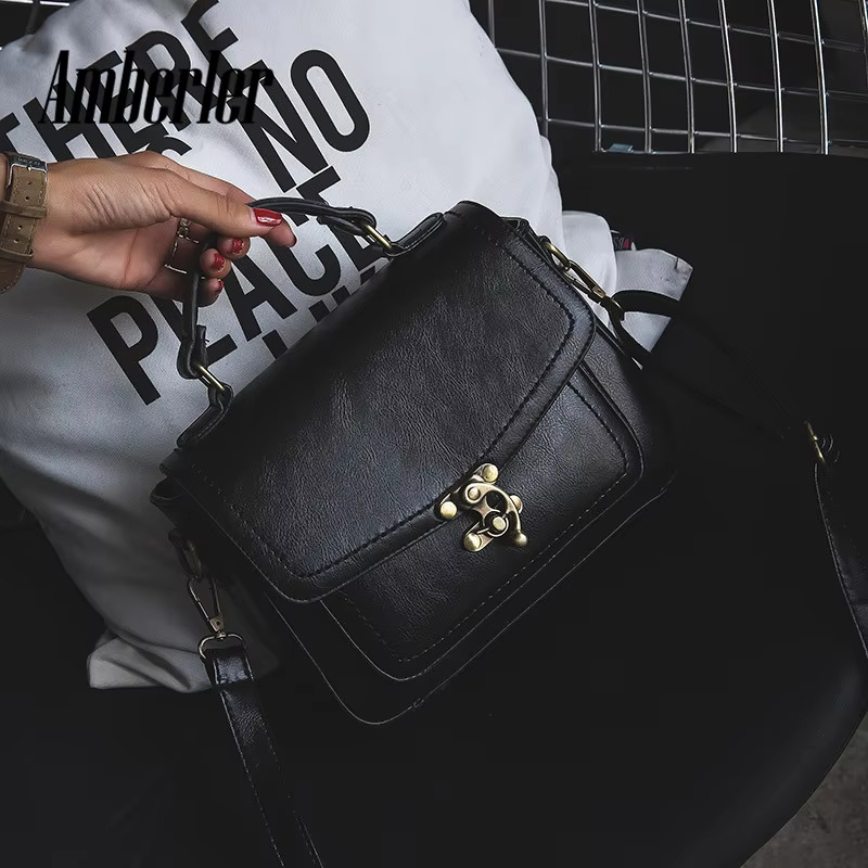 Amberler Women Shoulder PU Leather Small Handbags Famous Designer Ladies Crossbody Messenger Bags Casual Female Travel Bag