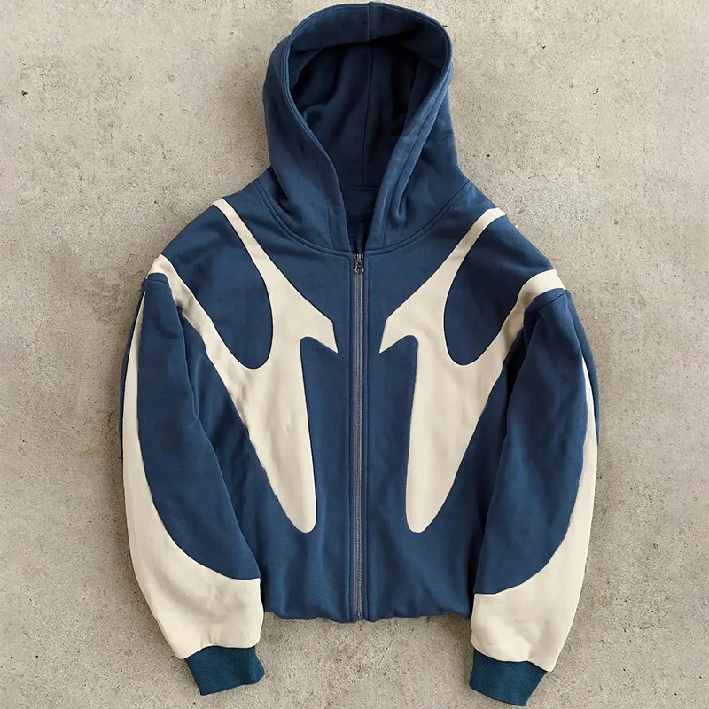 American Retro Letter Printed Devil Pattern Hoodie Y2k Harajuku Casual Couple Zipper Hoodies Sweatshirt Fashion mens Clothing 250304