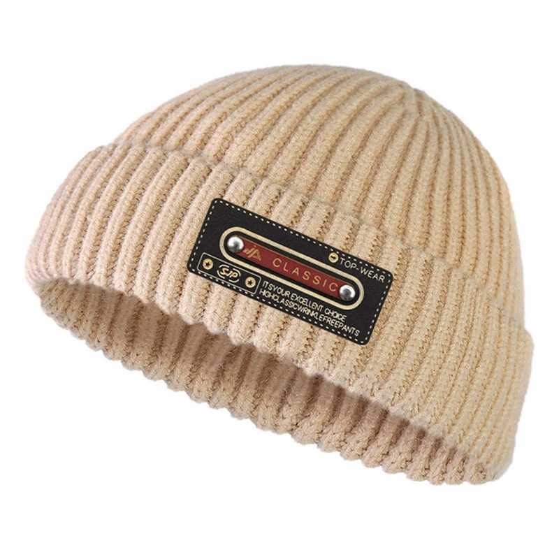 Winter Warm Beanies Casual Short Thread Hip Hop Hat Mens Five Wool Knitted Skl Cap Brimless Baggy Melon Cap X250212