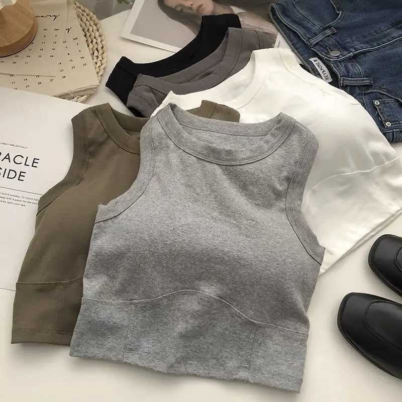Women Sveless Vest Beautiful Back Sports Bra Slim Tube Top Underwear With Bra Pads Sexy Cozy Undershirt Elastic Crop TopXJ250212