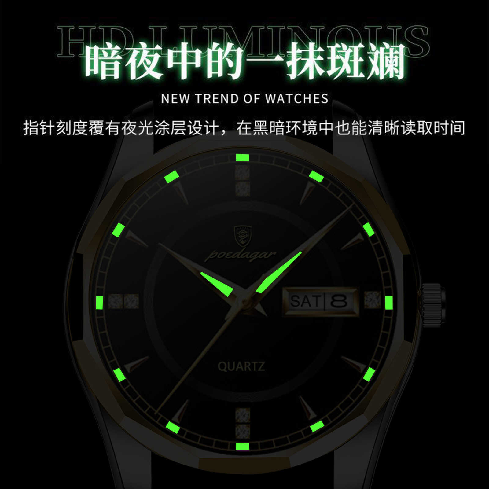 Baida eggplant new trend mens watch mens waterproof tungsten steel calendar quartz watch Tiktok W250212
