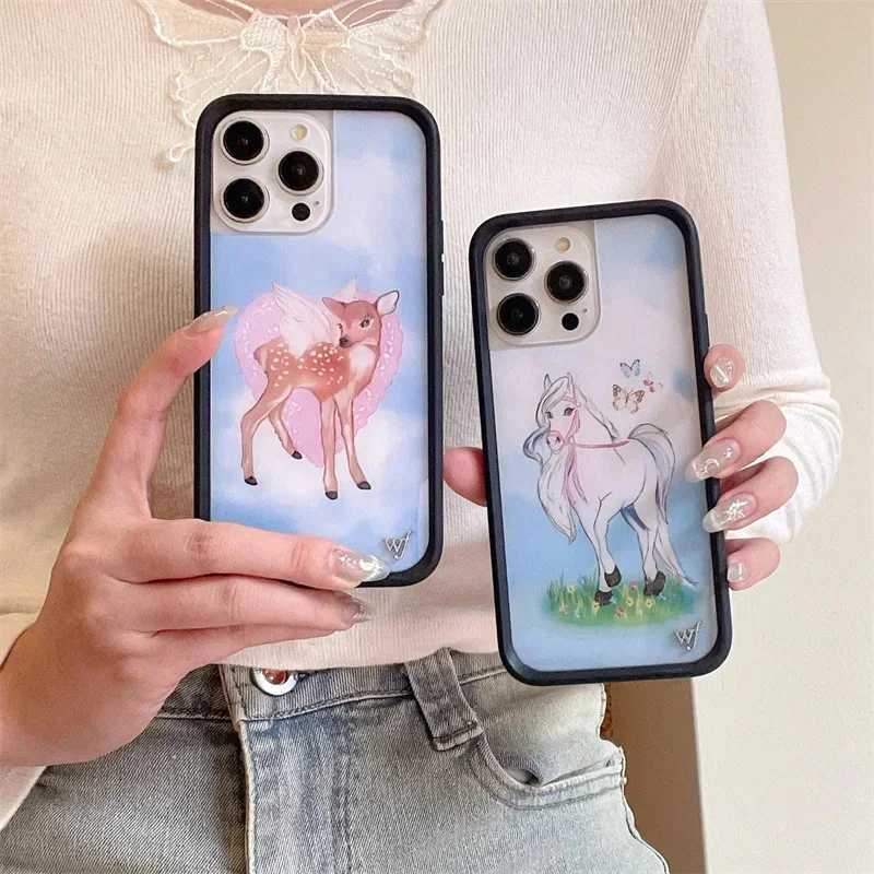 Fashion Wildflower Cartoon Swans Phone Case for iPhone 13 Pro 14 pro 15 Max 16 pro max 12 Cute Puppy WF Deer ry Protection Z250211