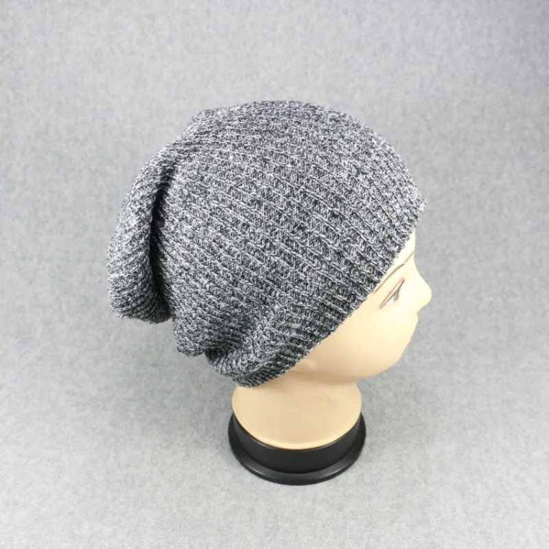 Knitted Hat Winter Casual Men Wen Sklies Beanies Cotton Knit Hat Baggy Keep Warm Outdoor Sports Ski Cap Street Dance Hat X250212