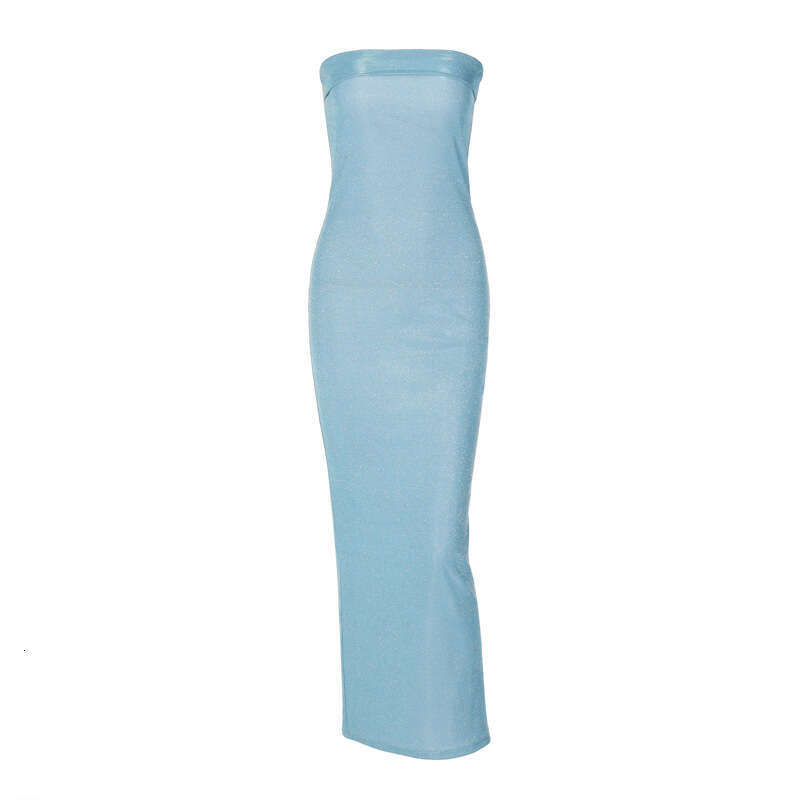 European American women's spring product fashionable sexy slim fit strapless bright color dress wholesale 2025 new style temperament chic and ele