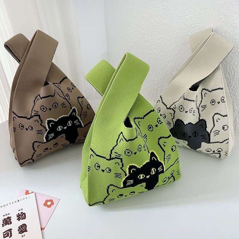 Instagram popular casual tote canvas bag, handbag, Japanese and Korean version, versatile hand-held women's knitted bucket bag