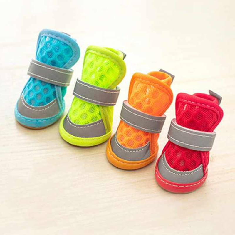 Dog Shoes for Small Dogs, Puppy Dog Boots Paw Protectors for Summer Hot Pavement, Hexagons are more breathable, Anti Slip Sole,with reflective strips 
