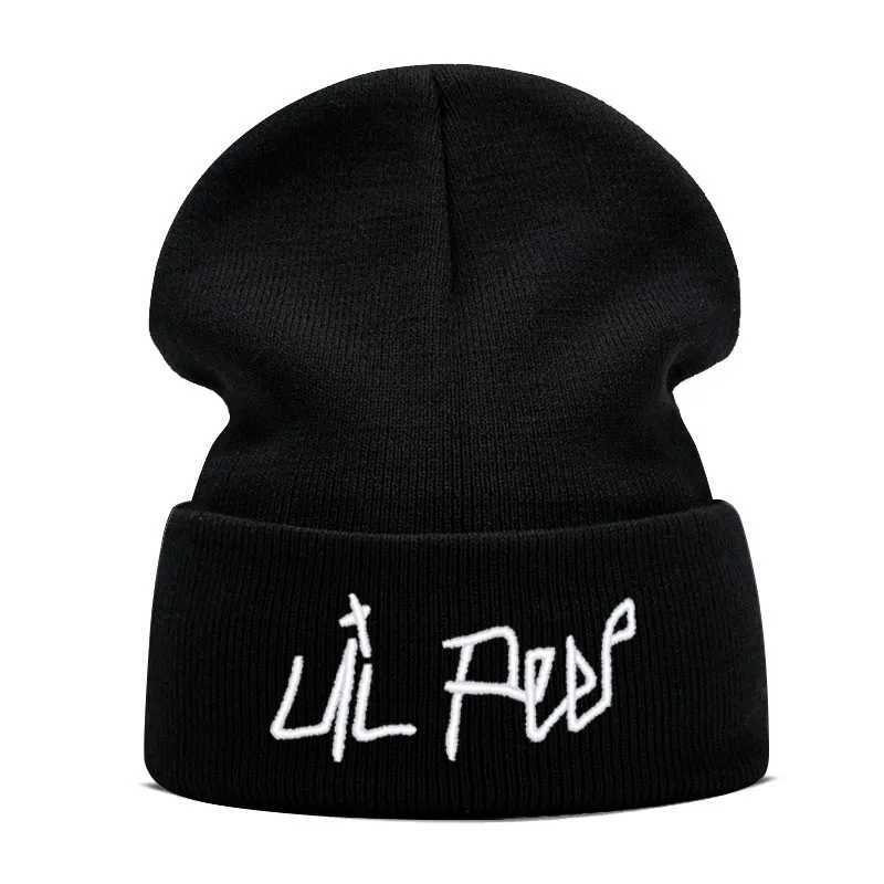 Warm Winter Hat Mens Bean Hat Lil Peep Embroidered Sklies Beanies Knitted Hat X250212
