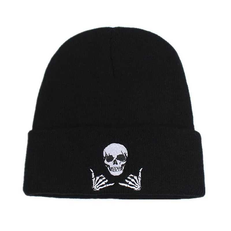 Winter solid beanie hat Warm cap Acrylic skeleton glass knitted hat Unisex men wen slippery ski glass cap hat X250212