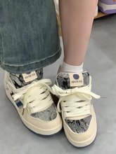 Ddmysports China domestic Hot air thick sole port wind bread shoes board shoes women 2024 new spring and autumn leisure sports shoes denim canvas shoe