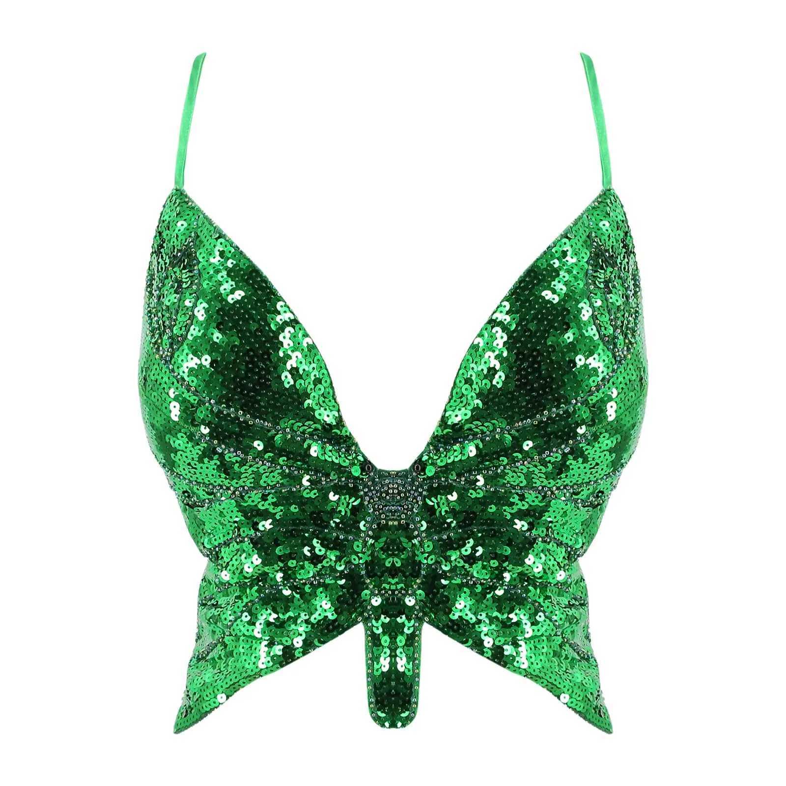 Sexy Backless Bandage Sparkly Sequin Crop Top for Women Fashion Dance Vest Carnival Come Bra Belly Outfits Sequin BrasXJ250212