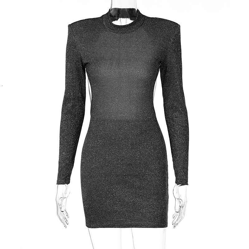 European American women's autumn fashionable sexy backless round neck long sleeved hip hing dress wholesale 2025 new style temperament chic and e