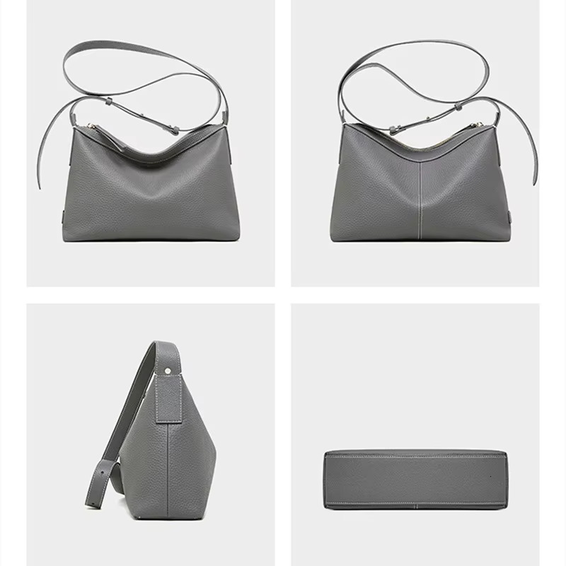 Toptrends 100% Genuine Leather Hobo Shoulder Bags For Women 2024 Designer Simple Large Capacity Messenger Ladies Handbags