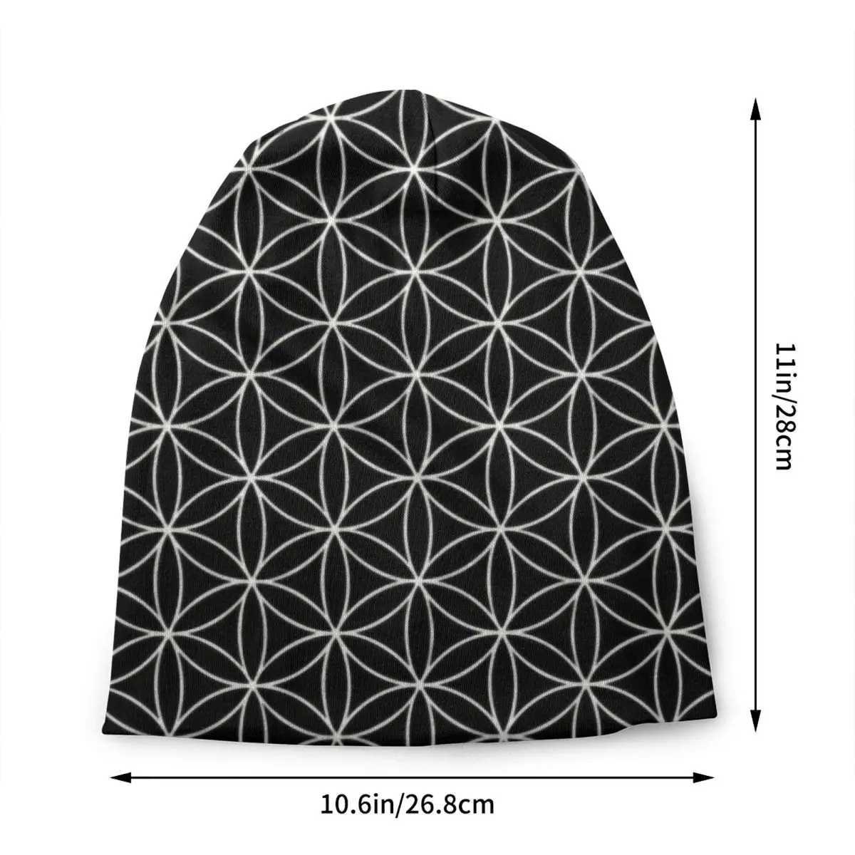 Trendy Sacred Geetry Flower Of Life Bonnet Hat Knitted Hat Mens Fashion Unisex Mandala Winter Warm Sklies Beanies Caps X250212