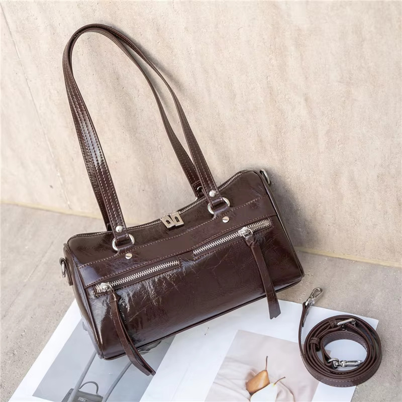 Hifashion Cowhide Genuine Leather Underarm Shoulder Bags For Women 2025 Trend Designer Crossbody Purses Oil Wax Ladies Handbags