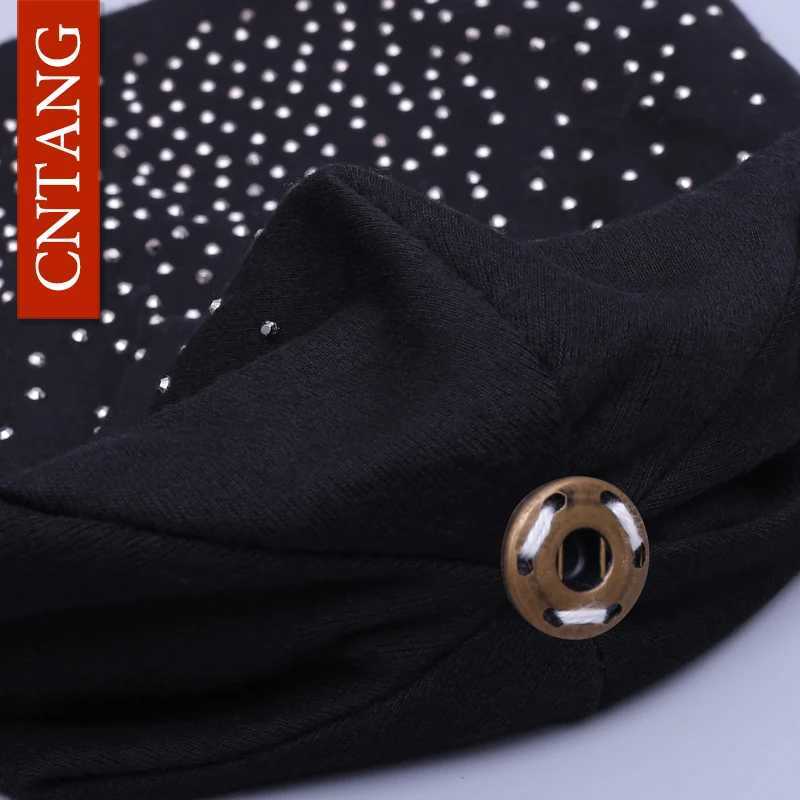 Warm Hat Natural Raccoon Fur Pp Beans Autumn Winter Warm Cotton Hat Rhinestone Fashion Hat X250212