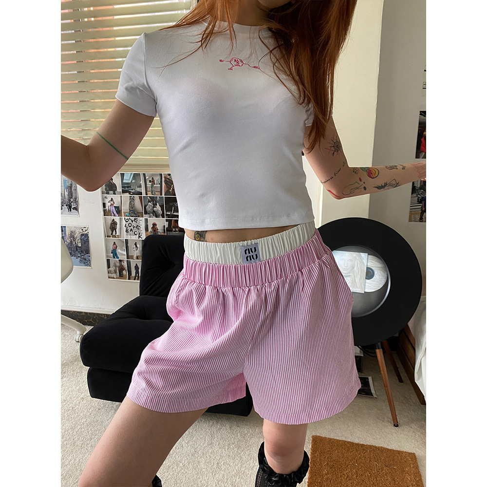 Women's Summer New Straight Tube Loose Casual Wide Leg Breathable Quick Drying Sexy Beach Pants Fashionable Compact And Exquisite Fake Two-piece 