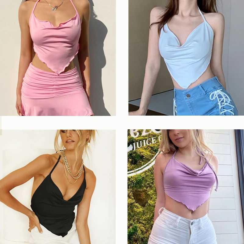 Summer Sexy Streetwear Cute Crop Top Women Fashion Clothes Y2k White Corset Sports Tank Tops Short Black Cami Backless ClubwearXJ250212