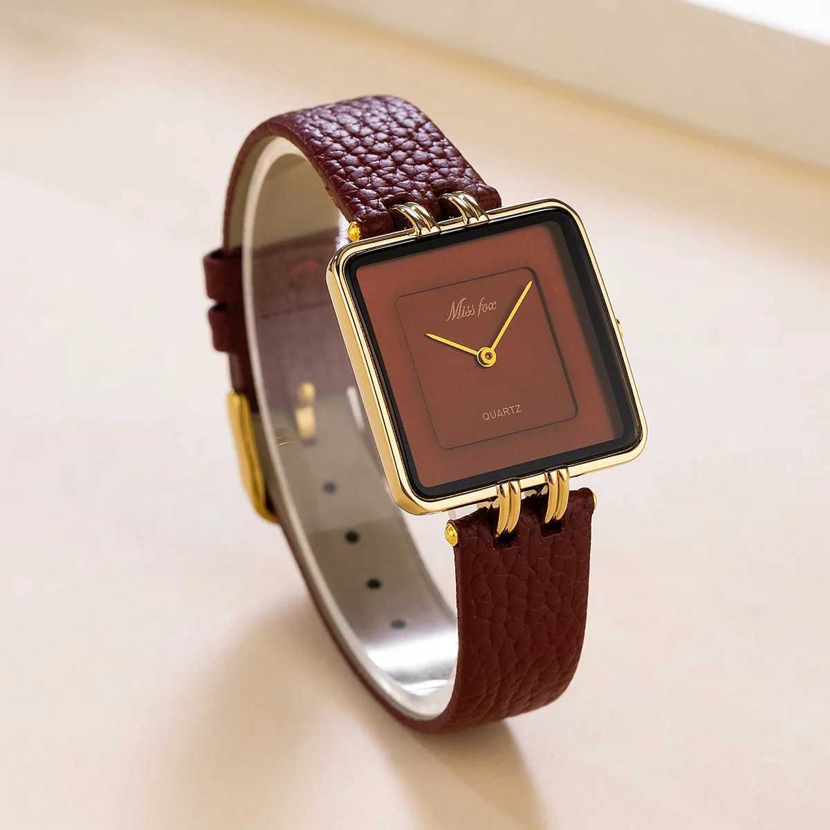 Women Watch Business Light Luxury Brand Middle East Simple Square Wine Red Waterproof Belt Ladies Fashion Quartz Clock WatchesXJ250213